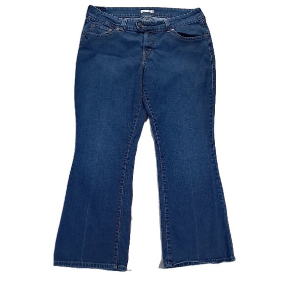 Levis 542 Flare Jeans Womens Plus 39x30, Tag 20W Blue Stretch Flap Pockets - Picture 1 of 13